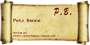 Petz Bence névjegykártya